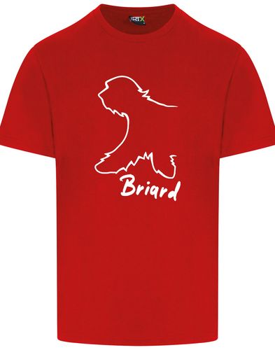 Unisex Briard Roundneck T-Shirt Red (White)