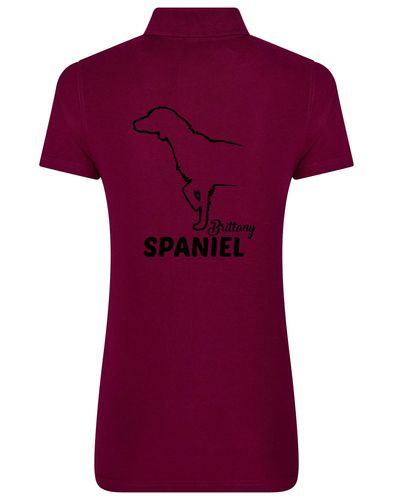 Female Brittany Spaniel Polo Shirt Burgundy (Black)