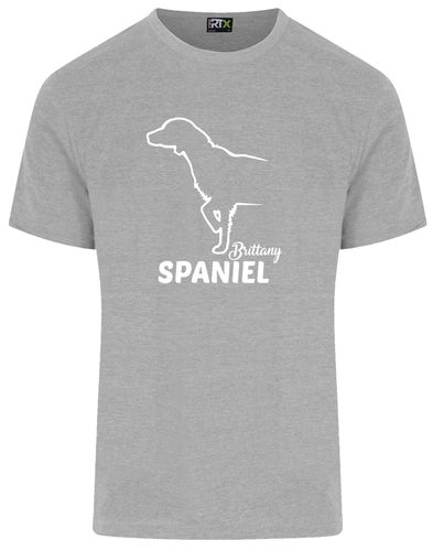 Unisex Brittany Spaniel Roundneck T-Shirt Heather Grey (White)