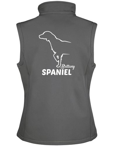 Unisex Brittany Spaniel Softshell Gilet Charcoal (White)