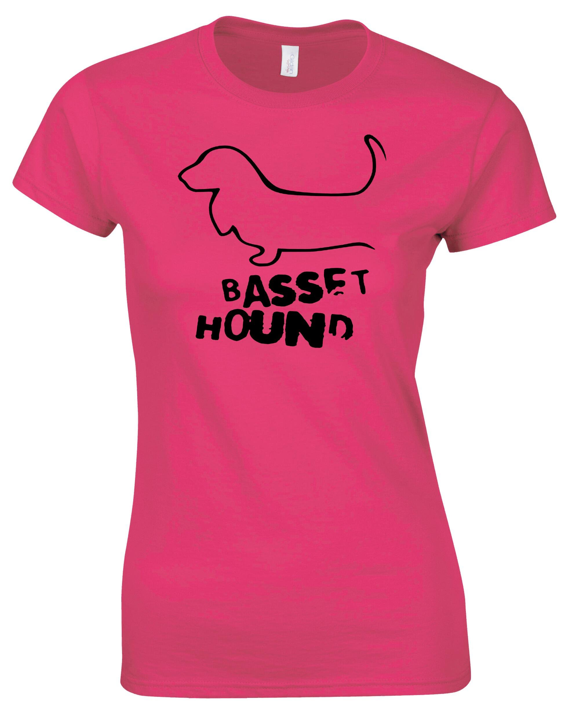 Female Roundneck T-shirt with Basset Hound Dog Breed Design – Style for Every Dog Lover