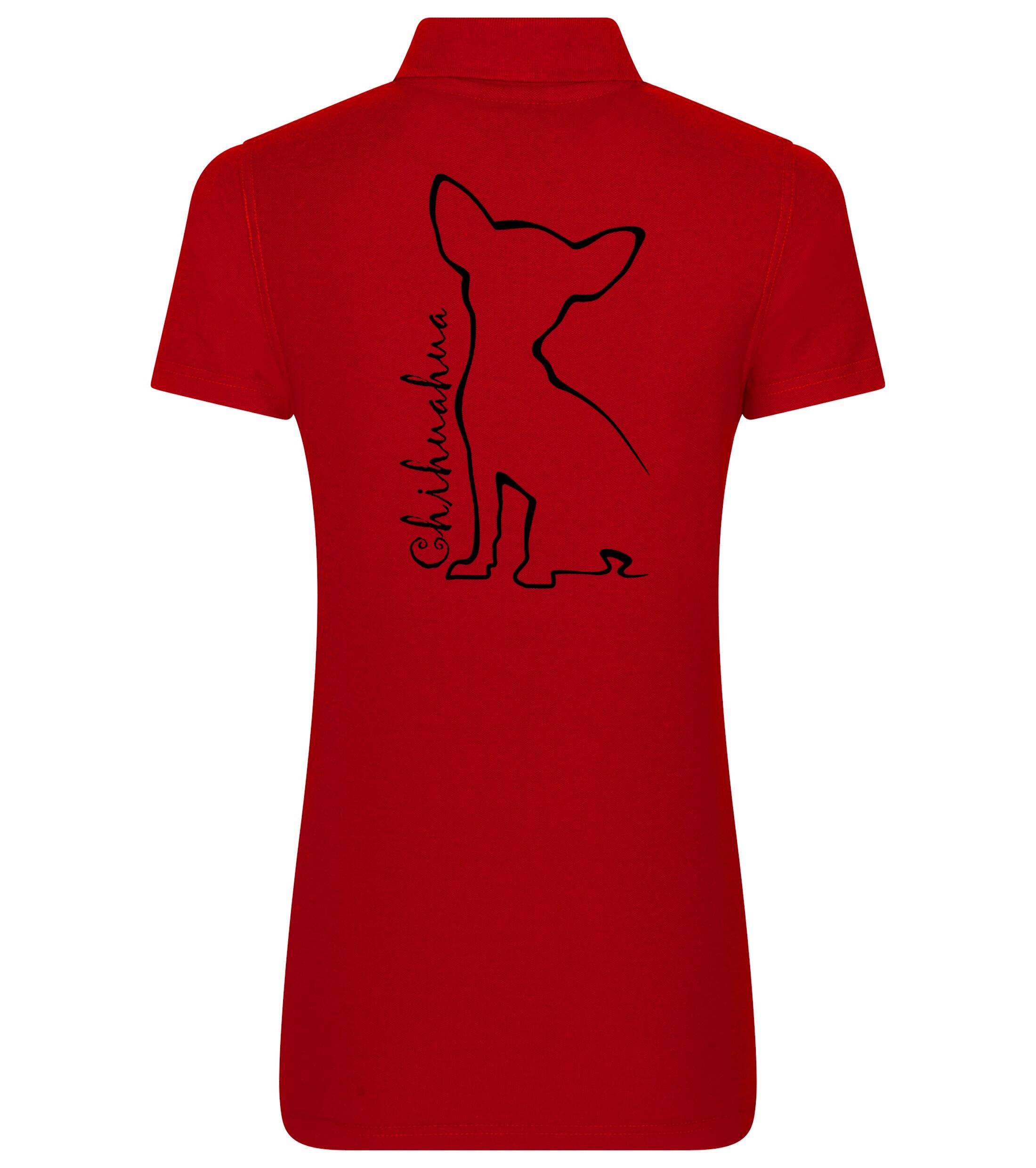 Women’s Cotton Polo with Chihuahua Outline Design – Perfect for Every Chihuahua Lover