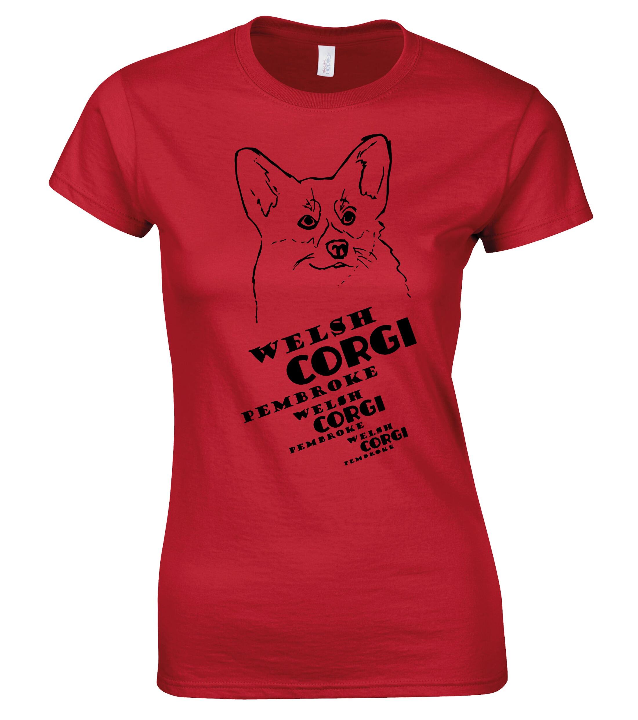 Female Roundneck T-shirt with Corgi Pembroke (Face) Dog Breed Design – An Essential for Corgi Enthusiasts
