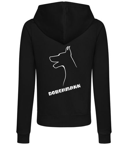 Dobermann (Head) Women’s Zipped Hoodie – Stylish & Cozy for Dobermann Enthusiasts