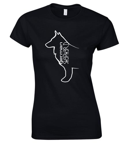 German Shepherd Outline Female Roundneck T-shirt – Style for Every Shepherd Enthusiast