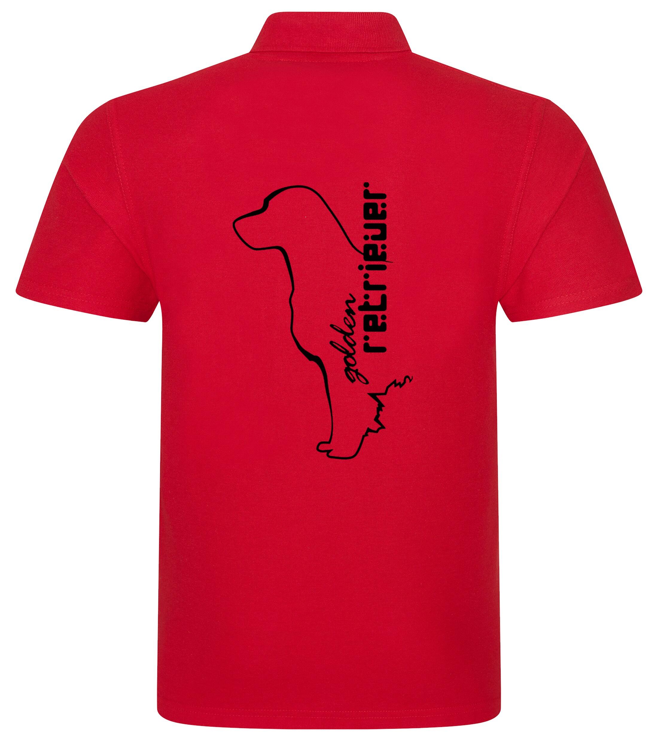 Unisex Cotton Polo with a detailed Golden Retriever graphic, crafted from breathable cotton fabric for lightweight comfort, featuring a classic polo collar and relaxed fit for versatile style.