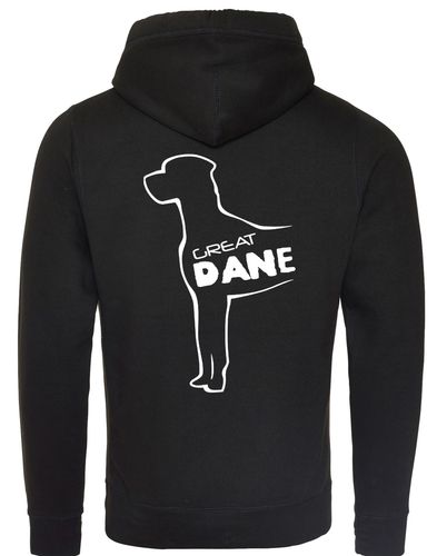 Unisex crossneck pullover hoodie featuring a detailed Great Dane graphic, made from heavy-blend fabric with a brushed fleece interior, modern design, and practical kangaroo pocket.