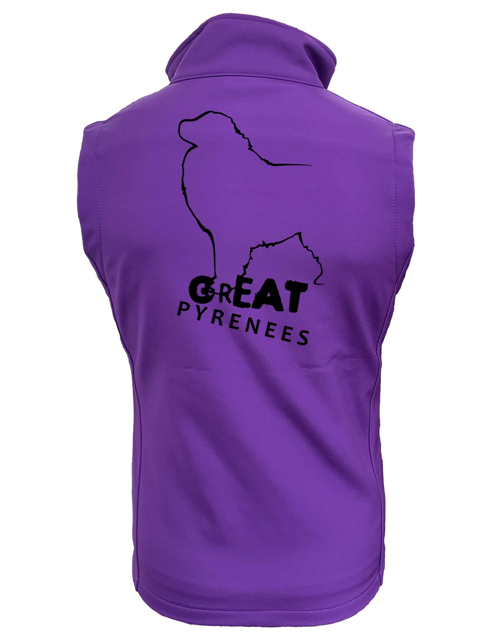 Unisex Softshell Gilet with water-resistant fabric, fleece-lined interior, and exclusive Great Pyrenees design, perfect for layering during outdoor activities and showcasing breed pride.