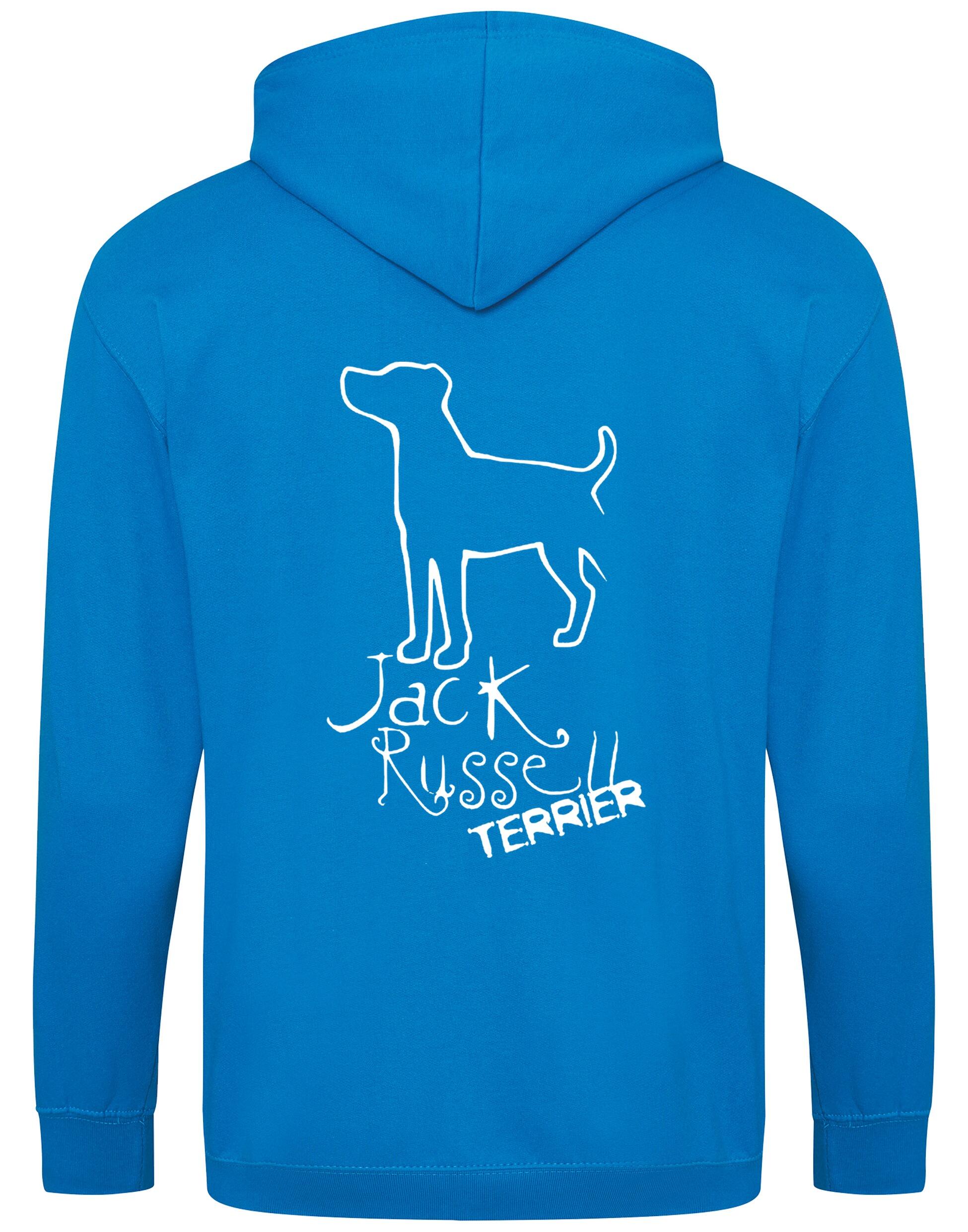 Jack Russell Terrier Zipped Hoodie with exclusive breed artwork, customizable options, and a practical full-zip design for style and comfort.