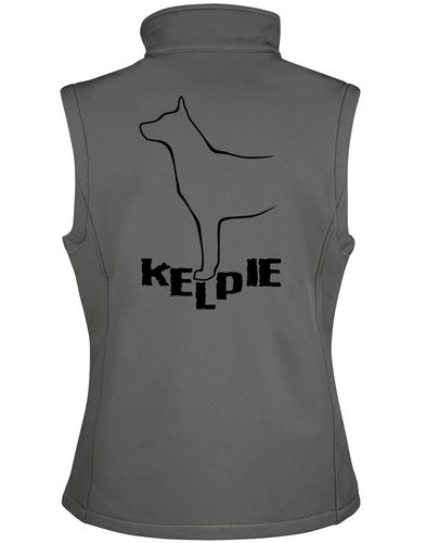 Kelpi Unisex Softshell Gilet with water-resistant fabric, cozy fleece lining, and exclusive Kelpi-inspired artwork, perfect for dog enthusiasts and outdoor adventures.