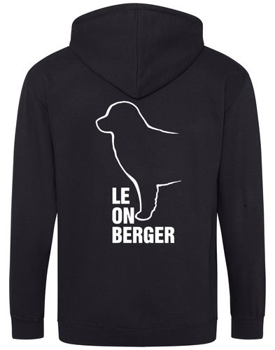 Leonberger zipped hoodie with exclusive breed artwork, personalised details, and practical full-zip design.