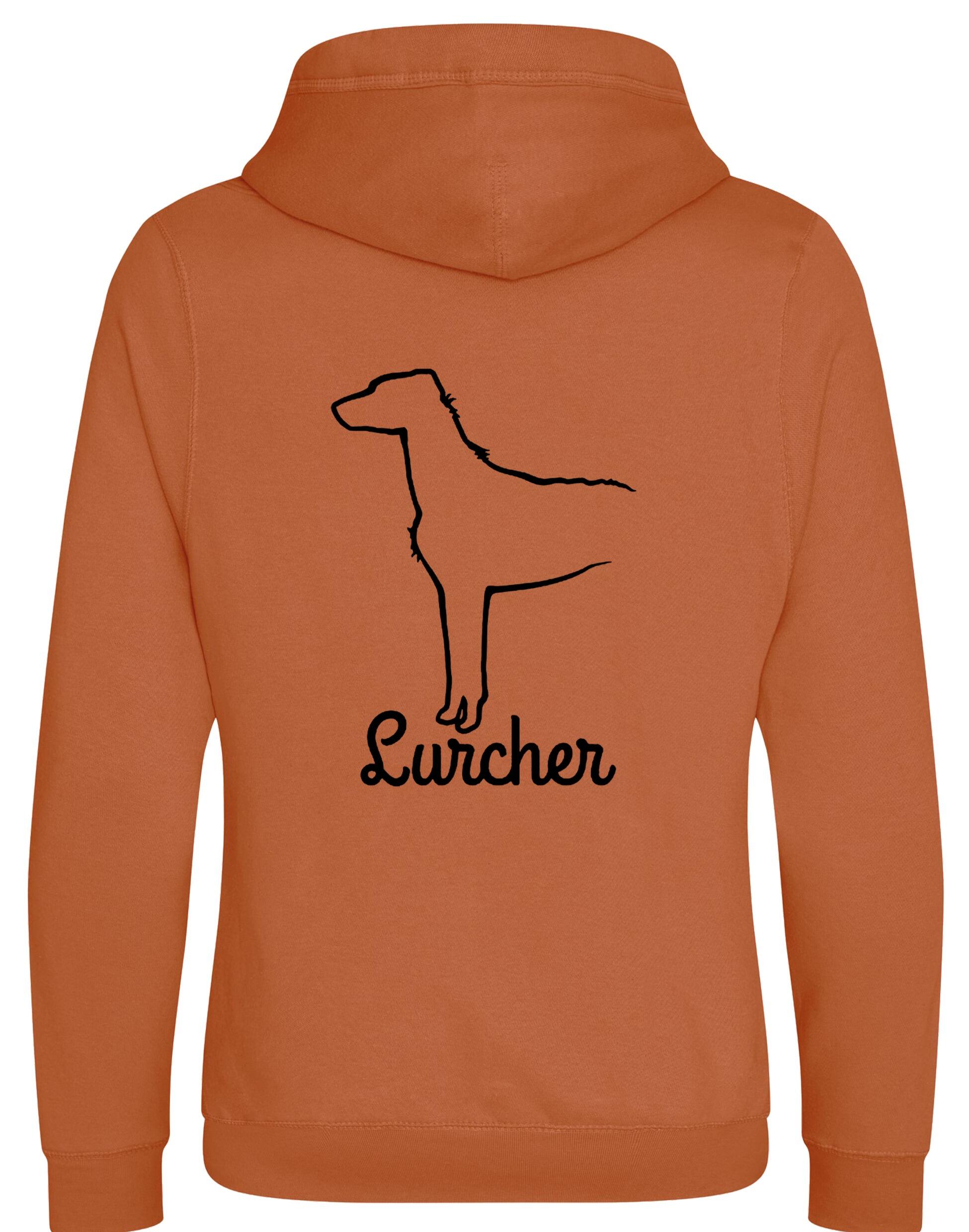 Lurcher Crossneck Pullover Hoodie featuring exclusive breed artwork and cosy fleece lining.
