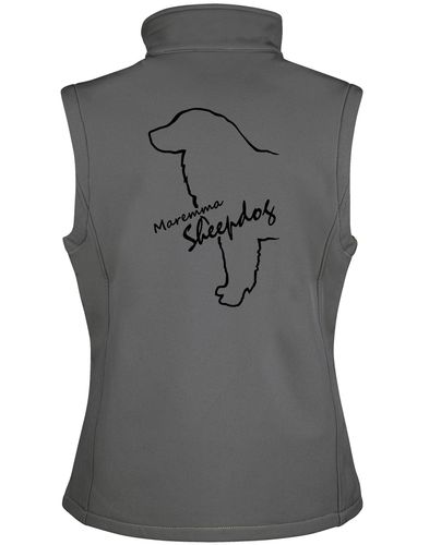 Women’s Softshell Jacket featuring an exclusive Maremma Sheepdog design, offering elegance, warmth, and water-resistant protection.