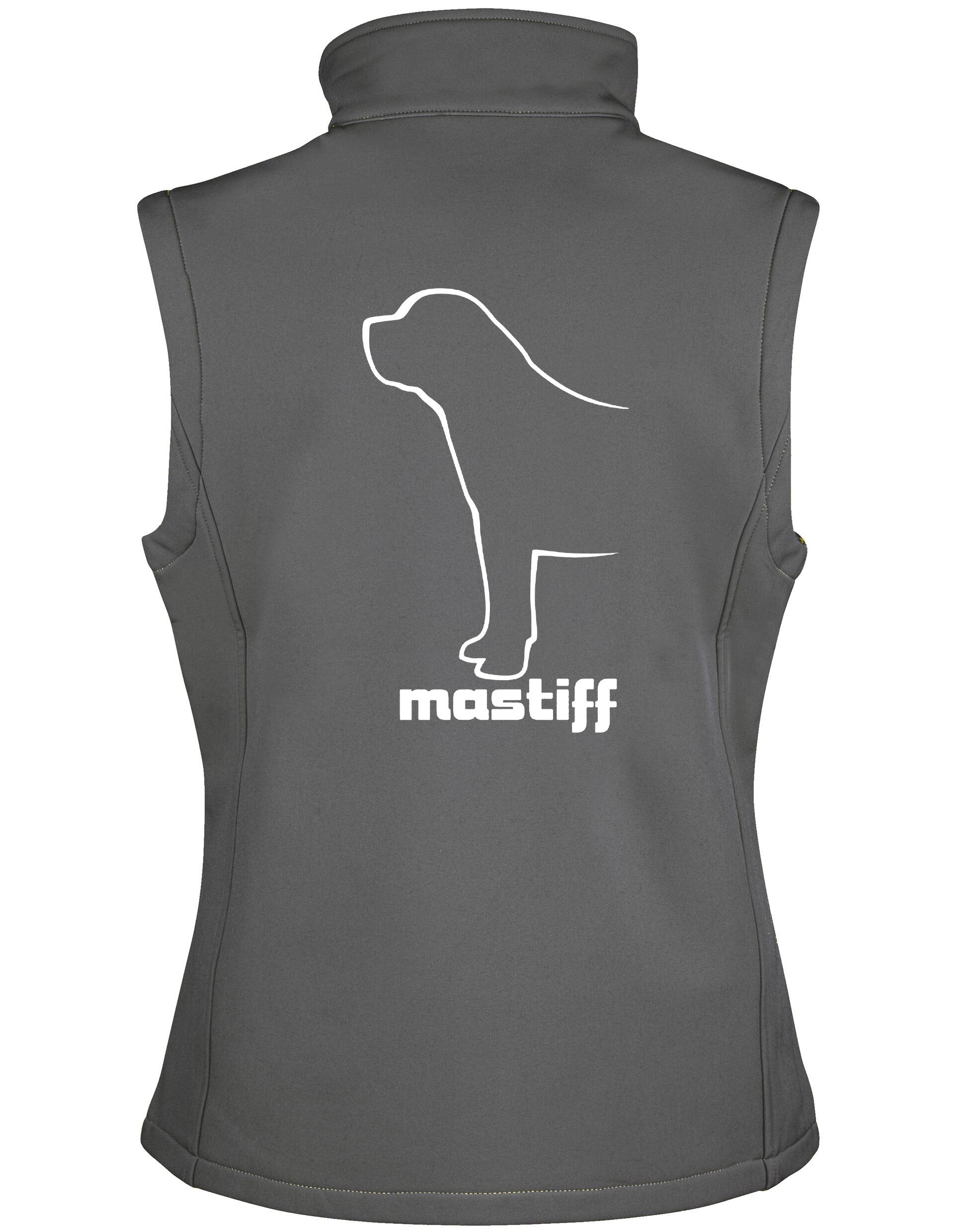 Mastiff Women’s Softshell Jacket with exclusive breed design, water-resistant fabric, and fleece lining for warmth and comfort.
