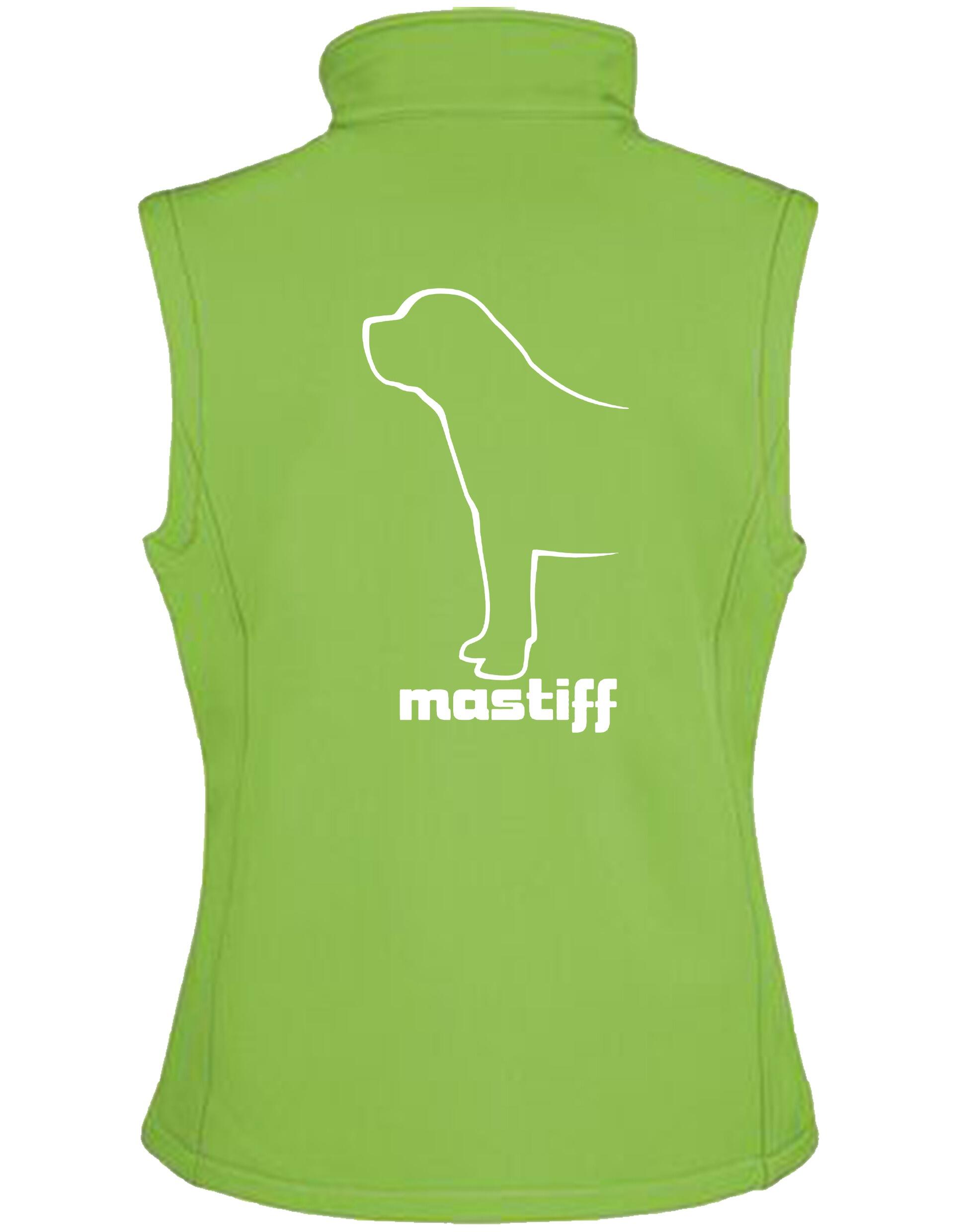 Mastiff Unisex Softshell Gilet with exclusive breed design, water-resistant fabric, and fleece lining for dog lovers.