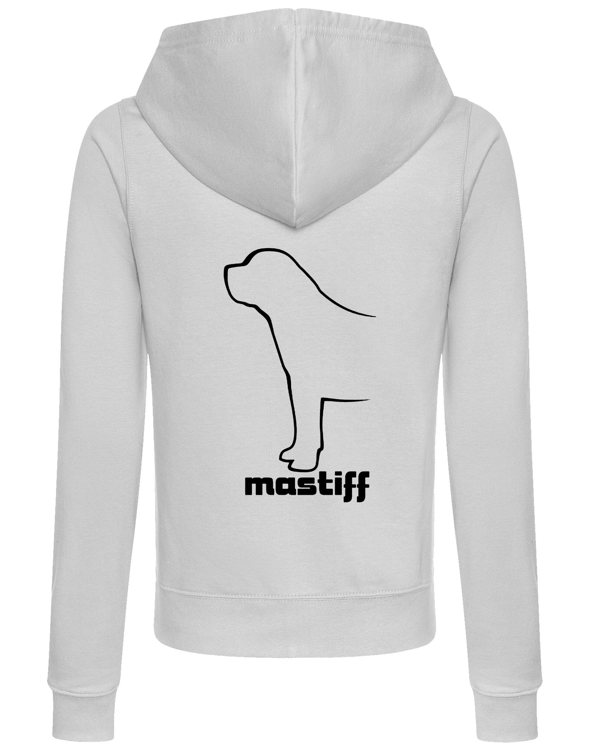 Mastiff Women's Zipped Hoodie with exclusive breed artwork, soft breathable fabric, and practical features for dog lovers.