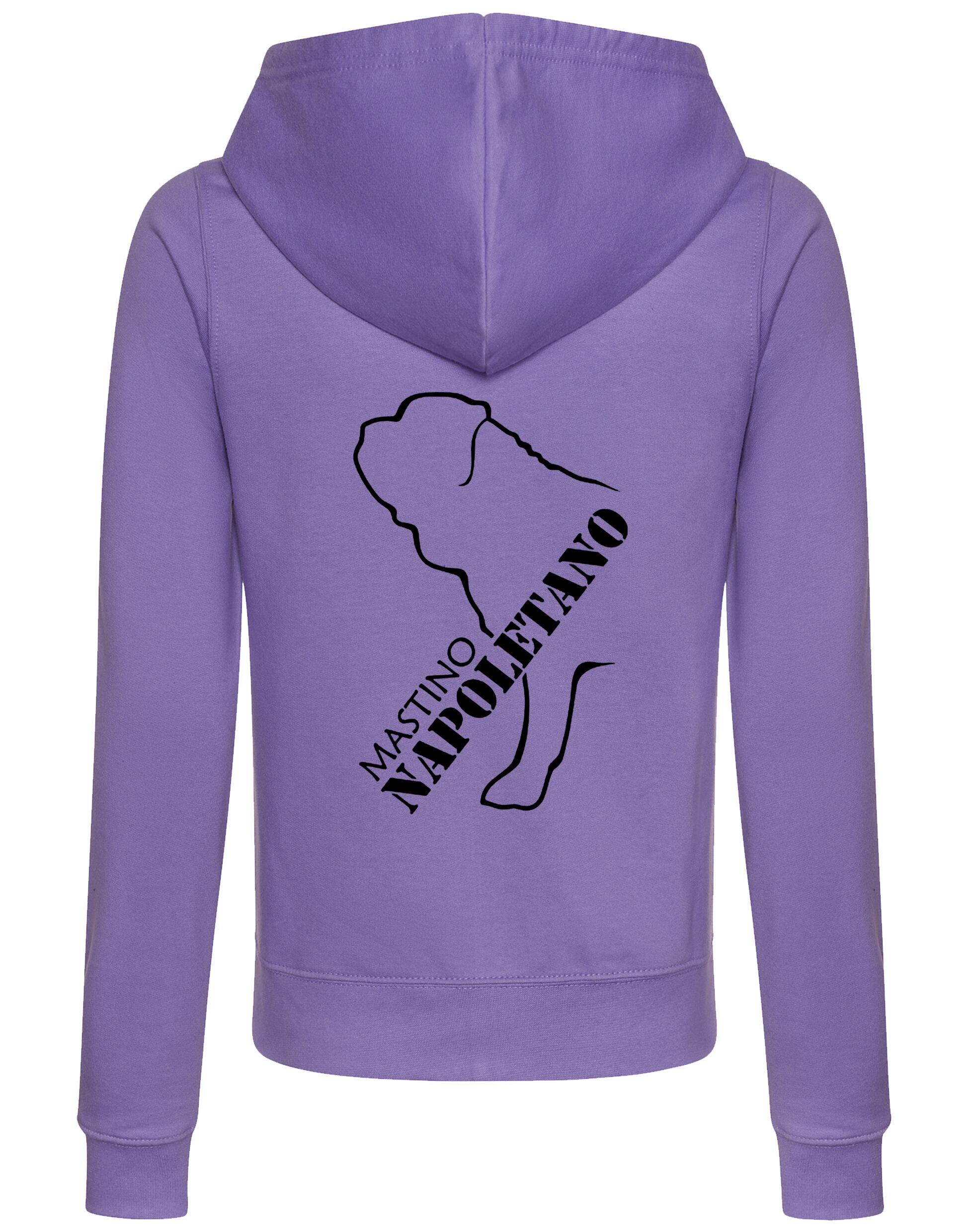 Mastino Napoletano Women’s Zipped Hoodie with exclusive breed artwork, breathable fabric, full-zip closure, and practical features for stylish comfort.