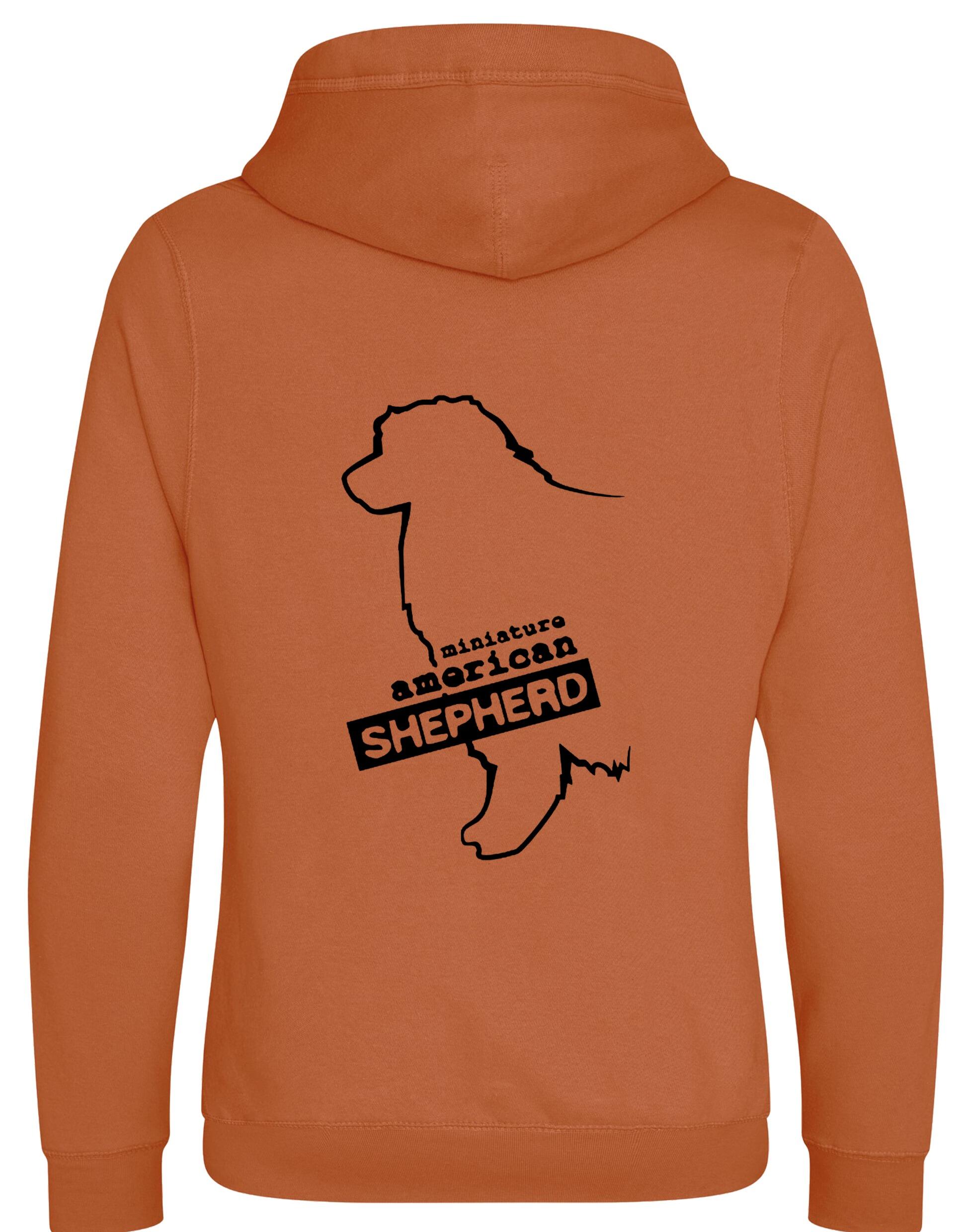 Miniature American Shepherd Crossneck Pullover Hoodie featuring exclusive breed artwork, soft fleece lining, and a stylish modern design.
