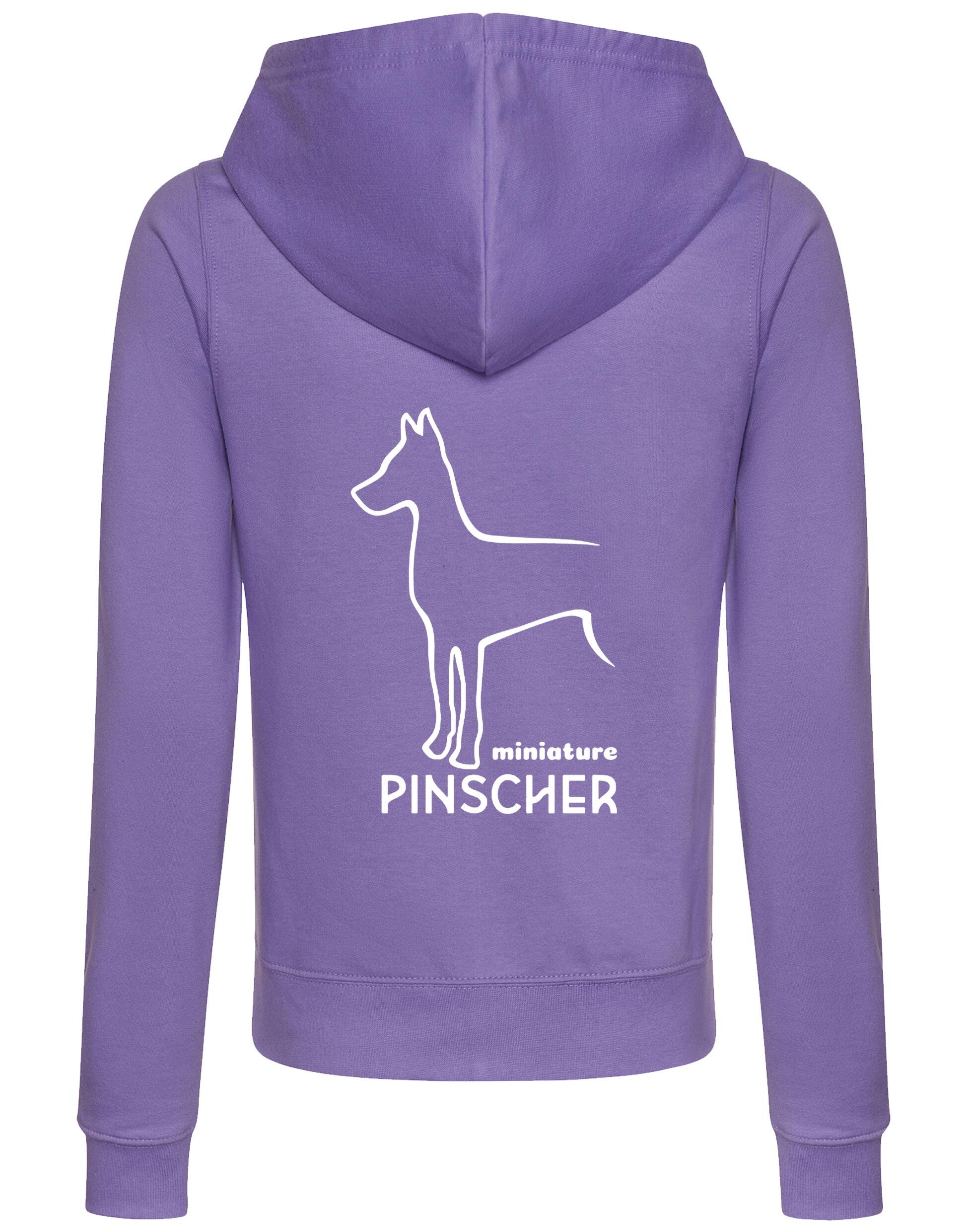Miniature Pinscher Women’s Zipped Hoodie with exclusive breed design, soft breathable fabric, and practical front pockets.