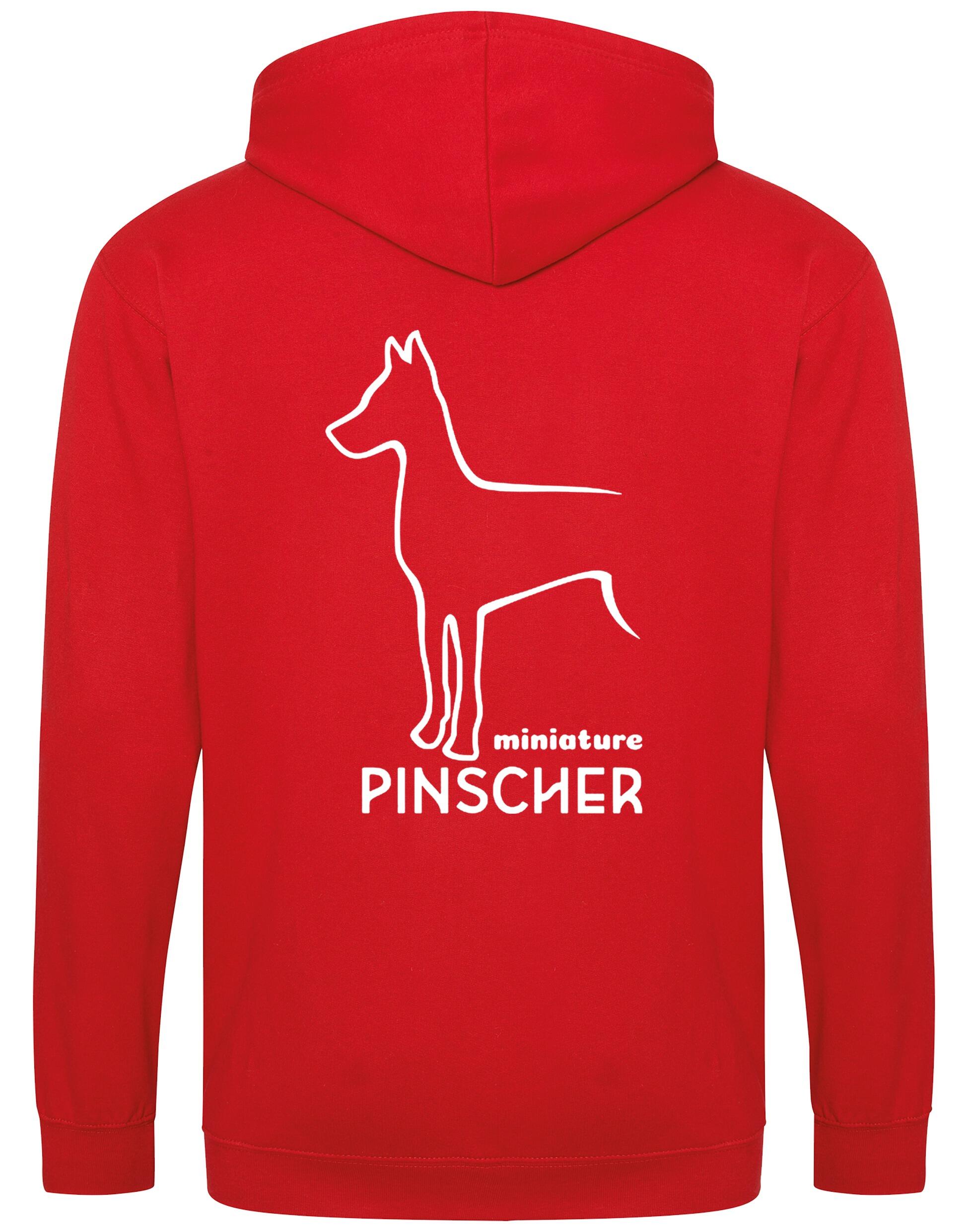 Miniature Pinscher Zipped Hoodie with exclusive breed design, soft fleece lining, and customisation options.