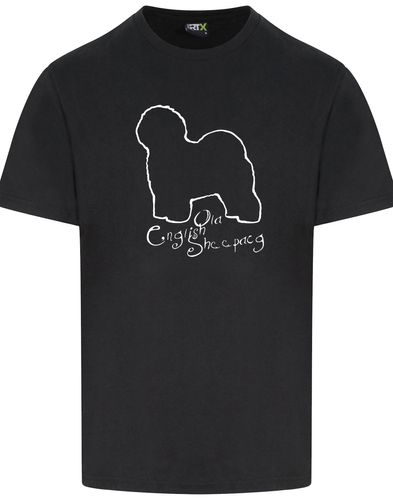 Old English Sheepdog Unisex Roundneck T-shirt – lightweight cotton fabric, relaxed fit, and exclusive breed artwork. A comfortable and stylish choice for dog lovers.