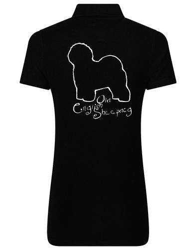 Old English Sheepdog Women's Cotton Polo – lightweight, breathable cotton, feminine fit, and exclusive breed artwork. A chic and comfortable choice for dog lovers.