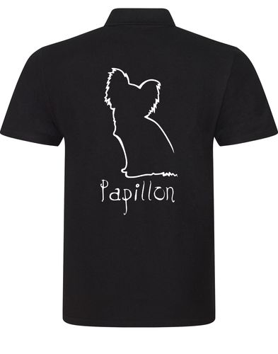 Papillon Unisex Cotton Polo – breathable cotton polo with an exclusive Papillon breed design. Perfect for dog lovers and Papillon owners!