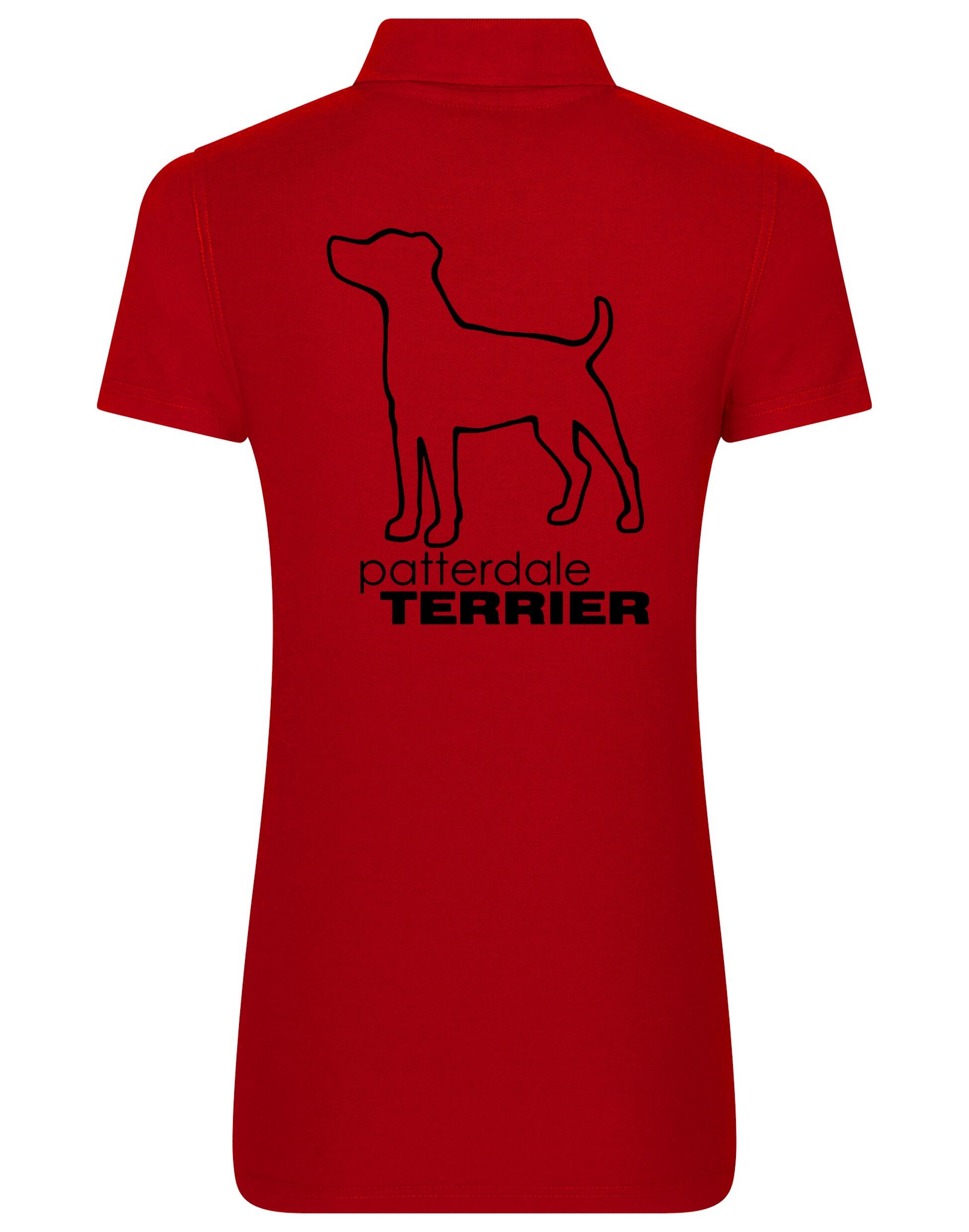 Patterdale Terrier Women’s Cotton Polo – lightweight, breathable cotton polo featuring exclusive Patterdale Terrier artwork on the back, a structured collar, and a tailored feminine fit for comfort and style.