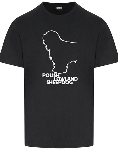 Polish Lowland Sheepdog Unisex Roundneck T-Shirt featuring exclusive breed artwork, a classic round neckline, and soft breathable cotton fabric for everyday comfort and style.