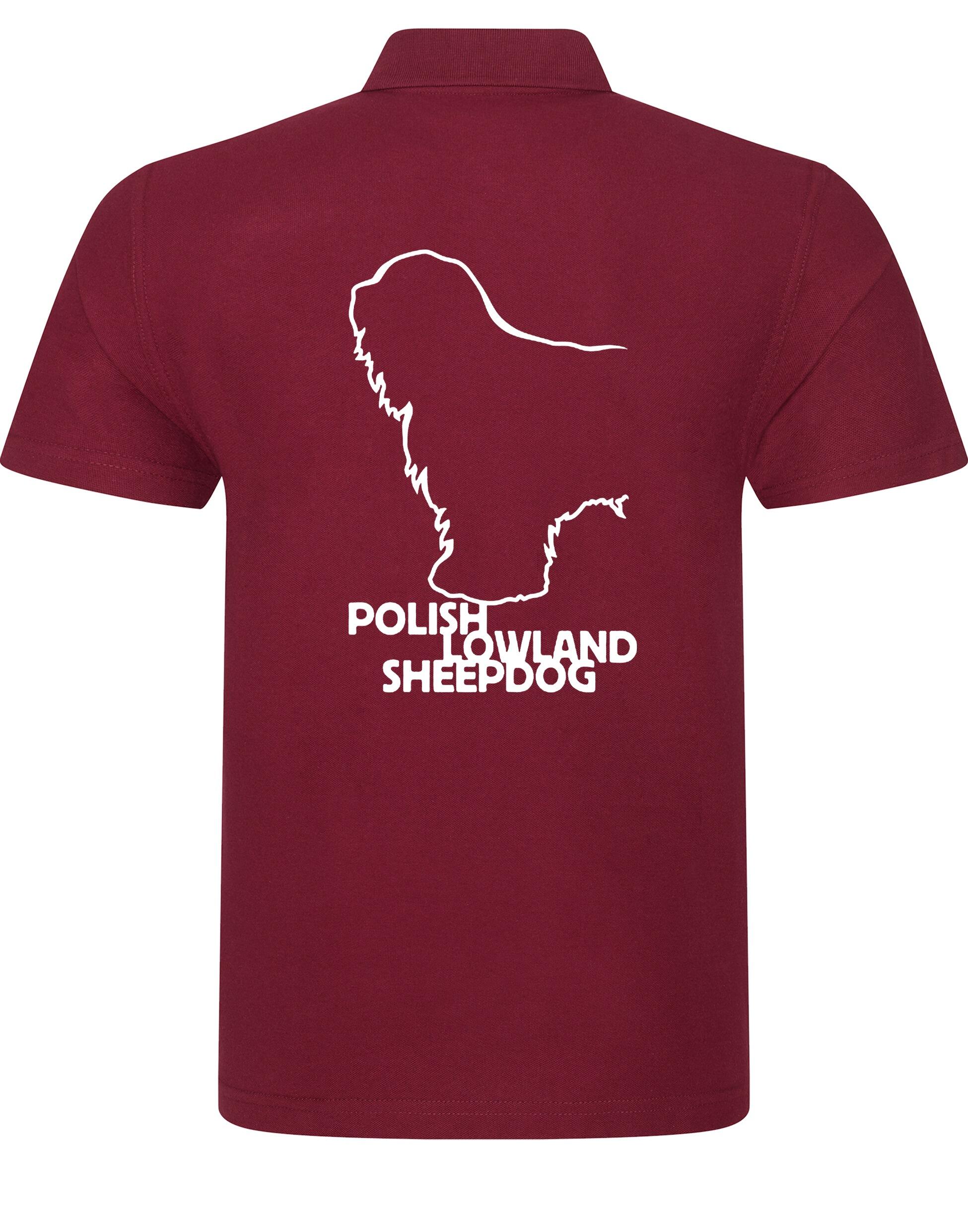 Polish Lowland Sheepdog Unisex Cotton Polo featuring exclusive breed artwork, breathable cotton fabric, and a relaxed fit for comfort and style.