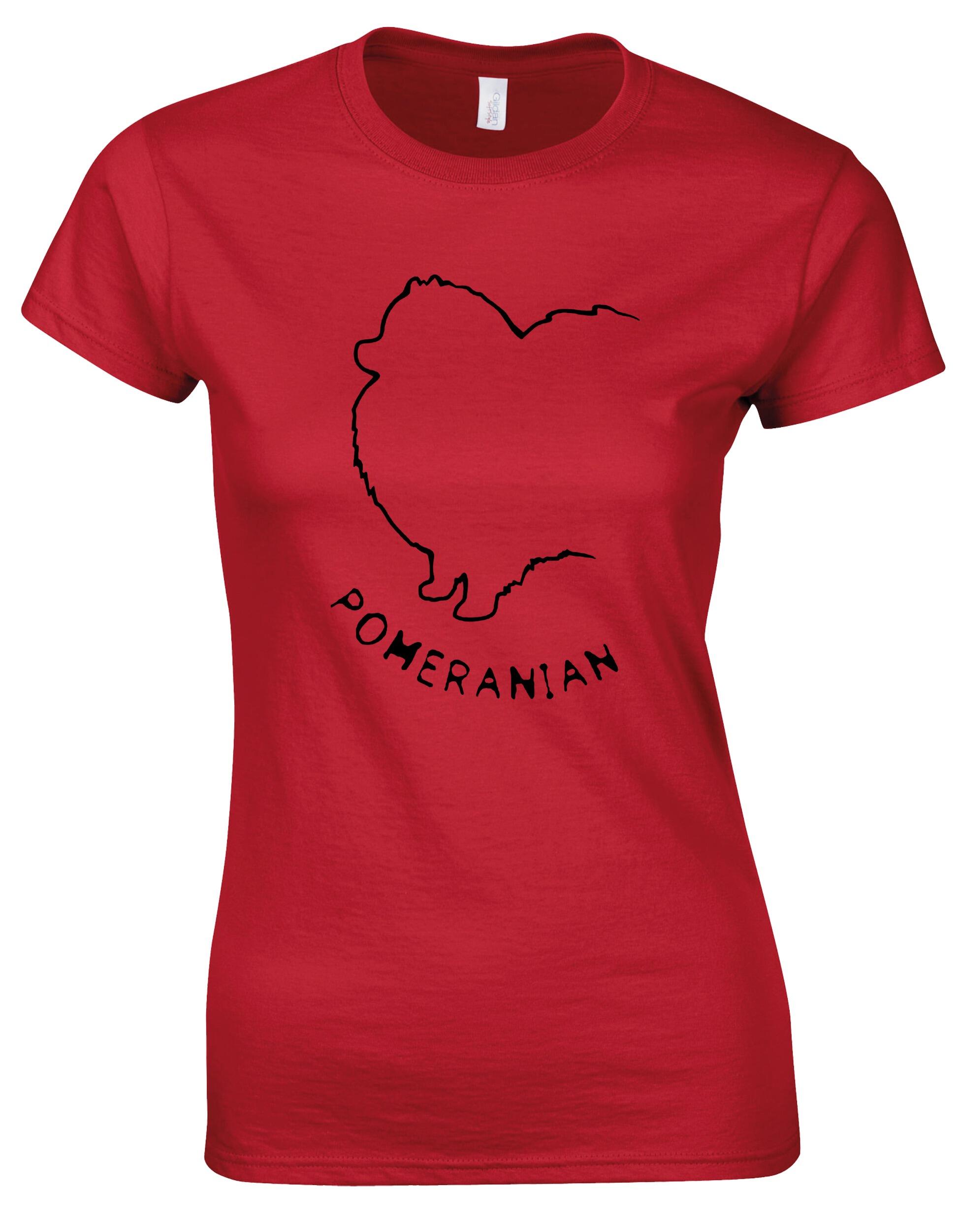 Pomeranian Female Roundneck T-Shirt featuring exclusive breed artwork, a flattering feminine fit, and breathable cotton fabric for all-day comfort.