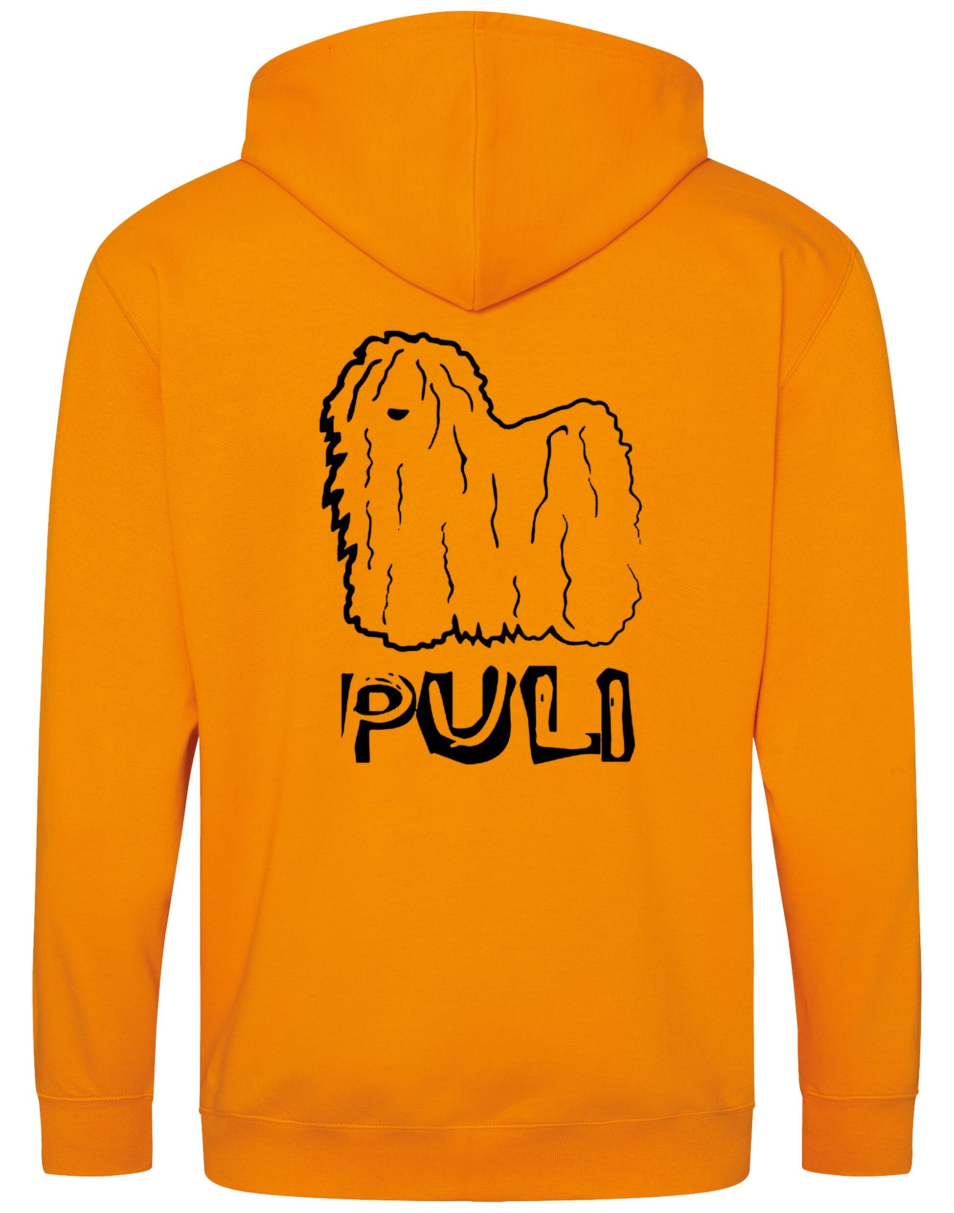 Unisex Hungarian Puli Zipped Hoodie featuring exclusive breed artwork with personalization options, crafted from heavy-blend fabric with a cozy brushed fleece interior, a full-zip closure, and a spacious kangaroo pocket for stylish, comfortable outdoor wear.