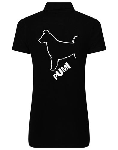 Women's Cotton Polo featuring exclusive Hungarian Pumi artwork, crafted from premium breathable cotton for all-day comfort and a flattering feminine fit, perfect for Hungarian Pumi enthusiasts.