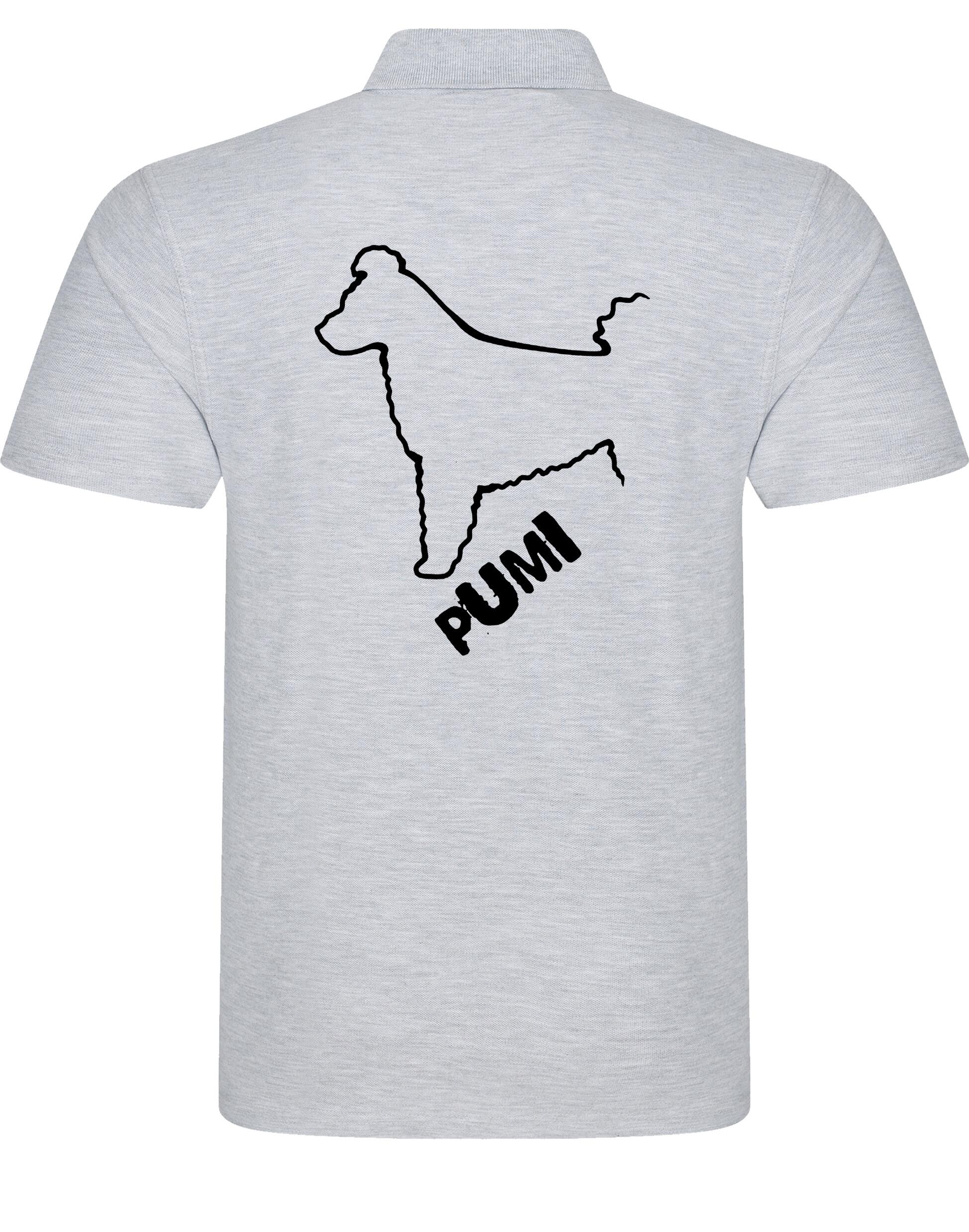 Unisex Hungarian Pumi Cotton Polo featuring exclusive breed artwork, crafted from premium breathable cotton for all-day comfort and a relaxed, stylish fit, perfect for Hungarian Pumi enthusiasts.