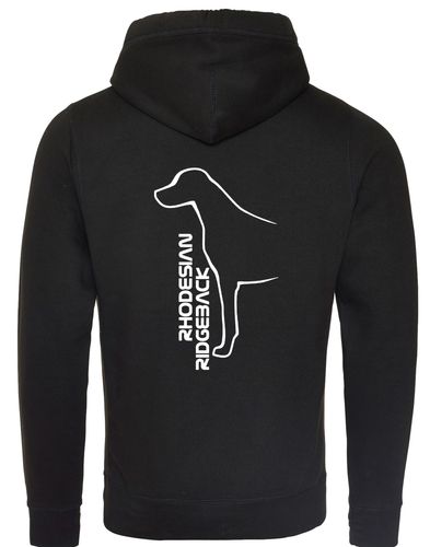 Rhodesian Ridgeback Crossneck Pullover Hoodie featuring exclusive breed artwork, modern crossneck design, soft fleece interior, kangaroo pocket, ribbed cuffs and hem, and a relaxed unisex fit for breed enthusiasts.