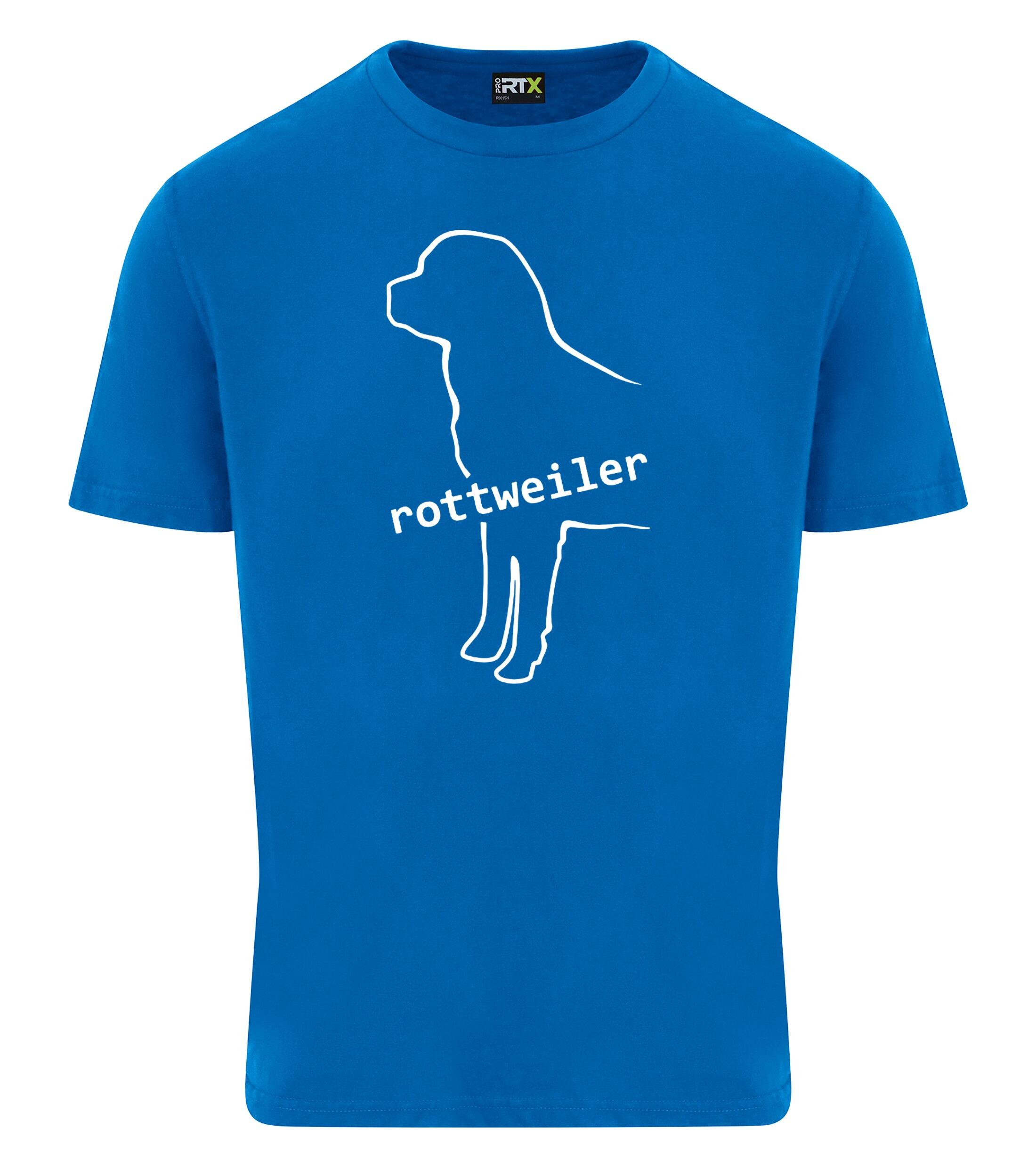 Rottweiler Unisex Roundneck T-shirt featuring exclusive breed artwork, soft breathable cotton fabric, relaxed unisex fit, and classic round neckline for comfort, style, and breed pride.