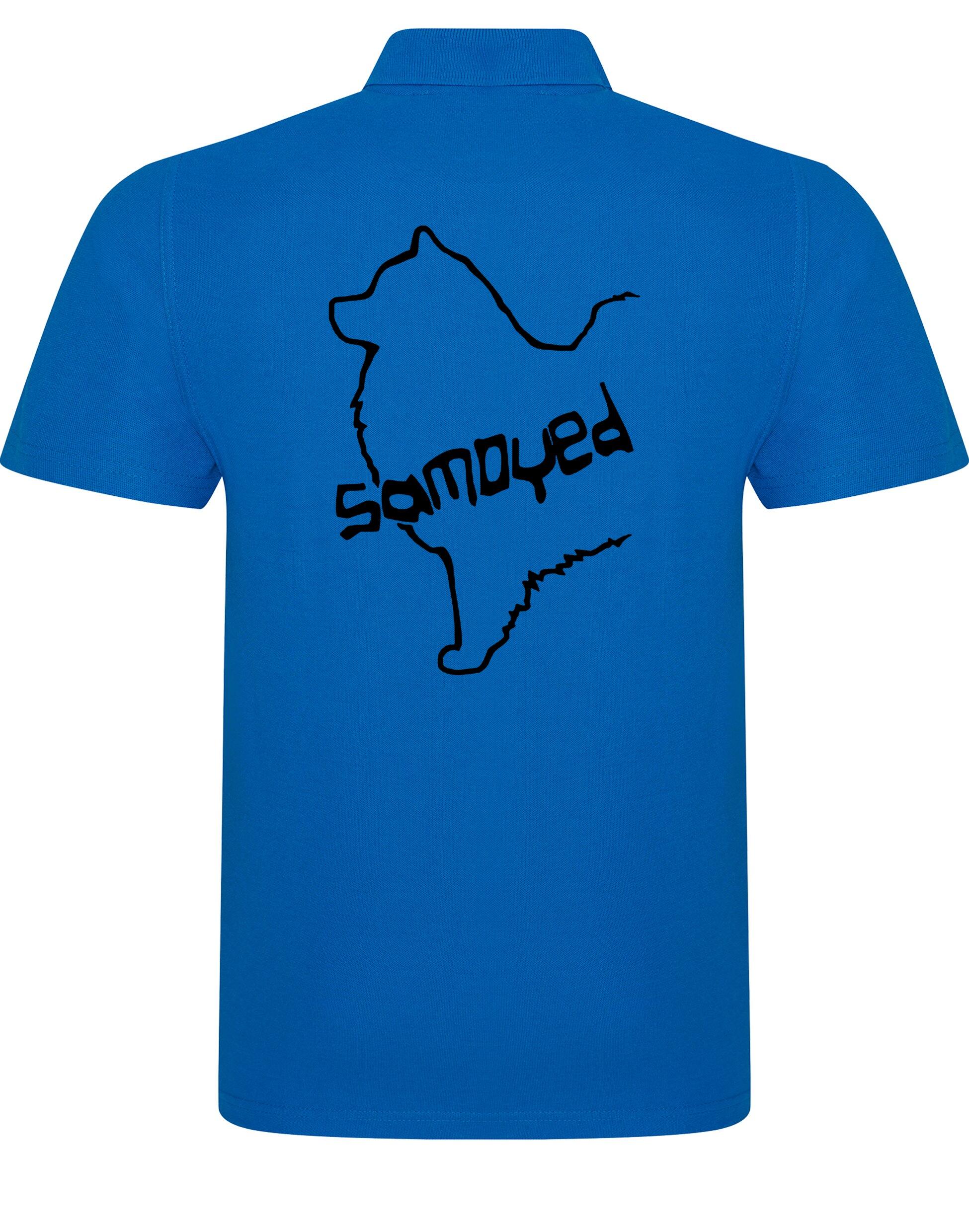 Samoyed Unisex Cotton Polo featuring exclusive breed artwork, breathable soft cotton, relaxed unisex fit, and classic polo collar for stylish comfort and breed pride.