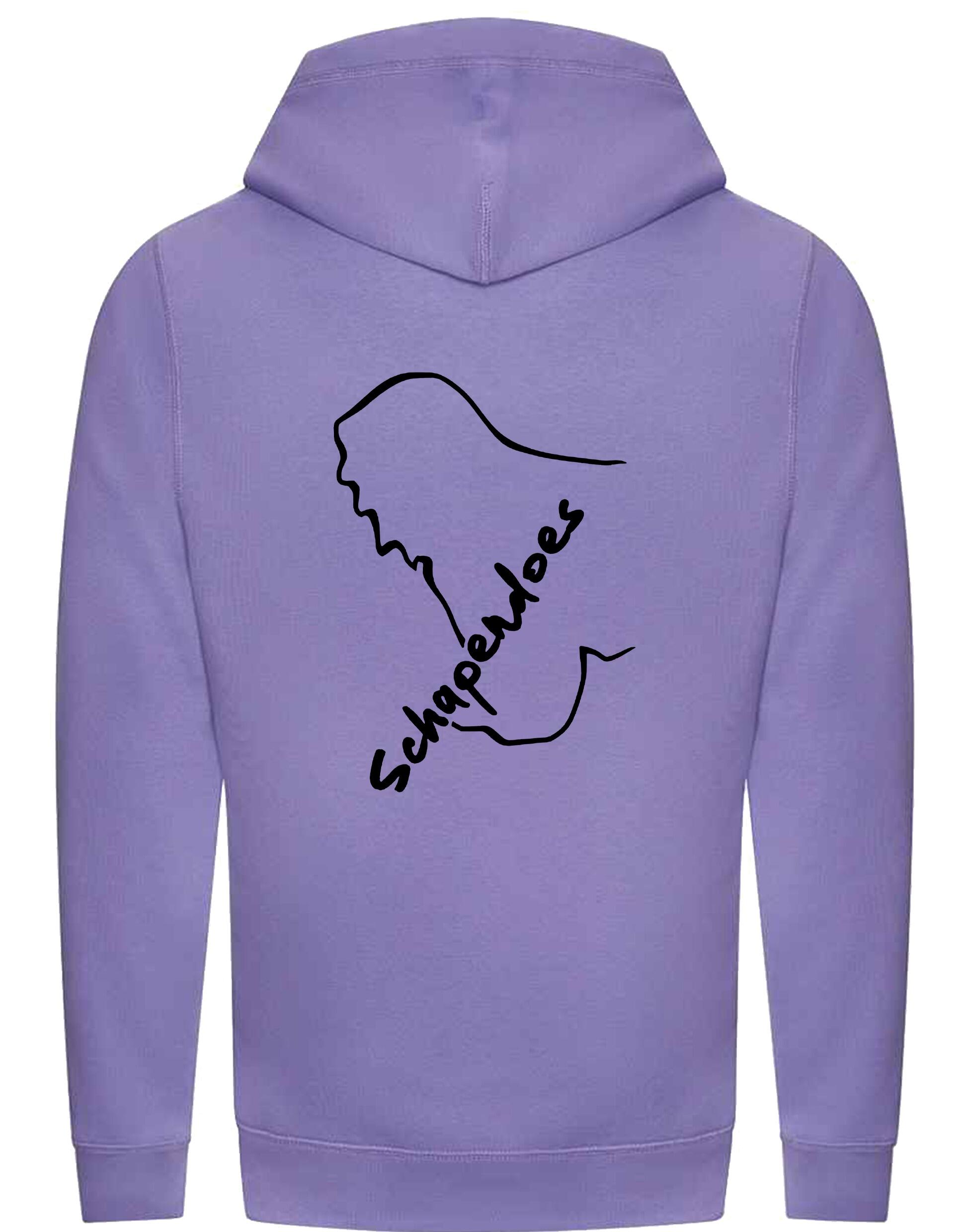 Schapendoes Unisex Crossneck Pullover Hoodie featuring exclusive breed artwork, modern crossneck design, brushed fleece lining, kangaroo pocket, ribbed cuffs, and relaxed fit for stylish comfort and breed pride.