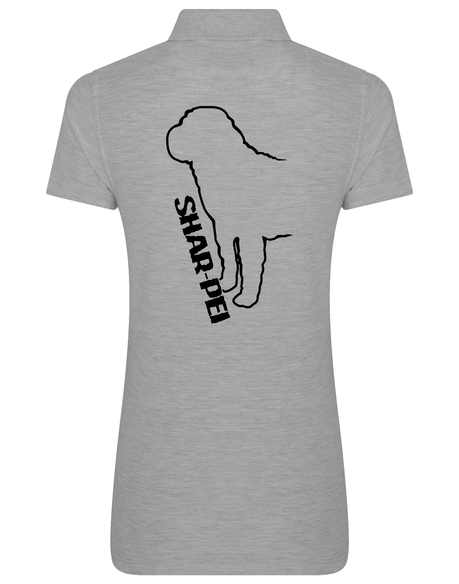Women's Cotton Polo featuring exclusive Shar Pei graphic design.