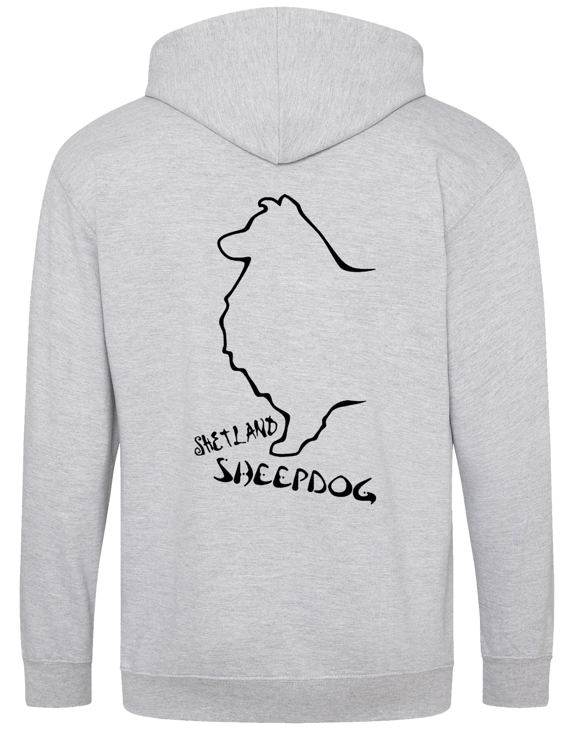 Shetland Sheepdog Zipped Hoodie featuring exclusive Sheltie graphic design.