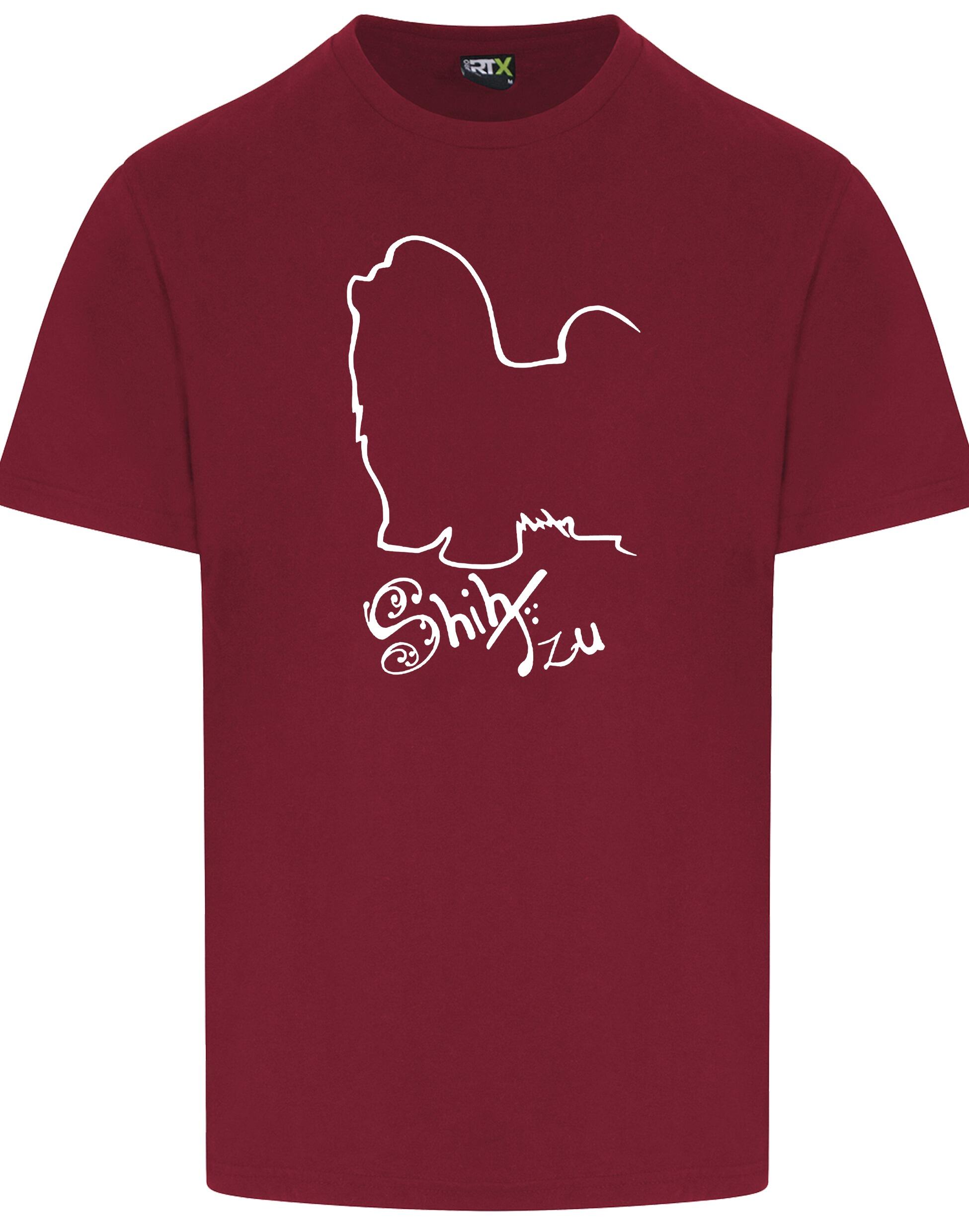 Unisex cotton roundneck T-shirt featuring a detailed Shih Tzu graphic on the front, lightweight and breathable with a relaxed fit suitable for all body types. Ideal for casual wear or breed events.
