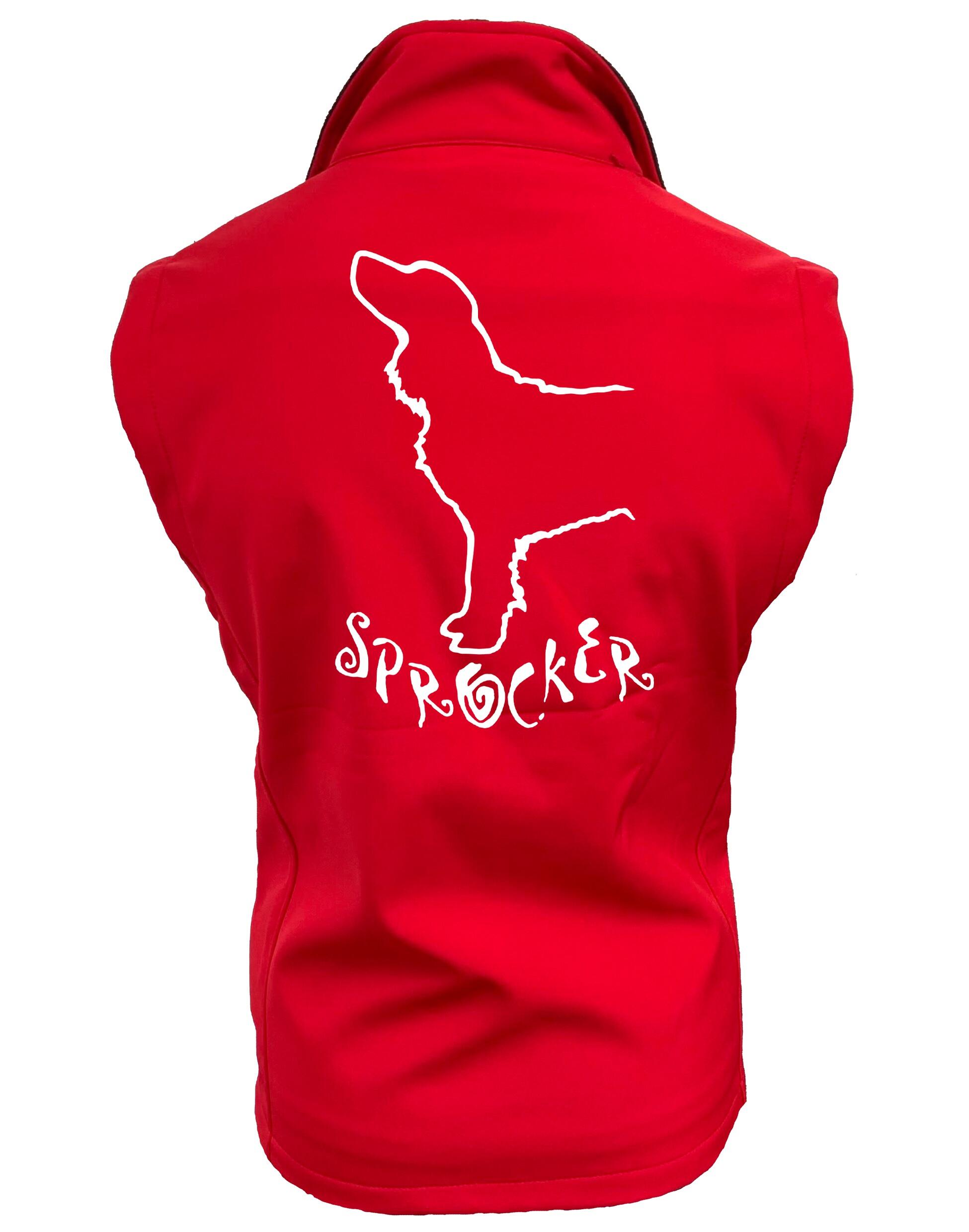 Unisex softshell jacket featuring exclusive Sprocker Spaniel design on the back. Water-resistant with fleece lining, designed for outdoor comfort and style. Ideal for walks, training, and showing your love for the Sprocker breed.