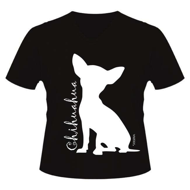 Chihuahua T-Shirts Women's V Neck Premium Cotton