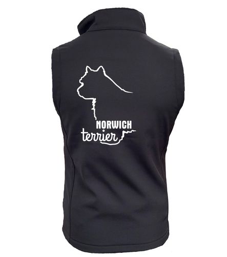 Norwich Terrier Dog Breed Design Softshell Gilet Full Zipped Women's & Men's Styles