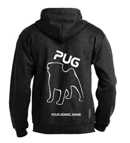 Pug (Outline) Dog Breed Design Pullover Hoodie Adult Single Colour