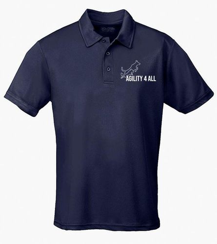 Agility 4 All Official Clothing - French Navy Unisex Cool Polo - White Printed Logo