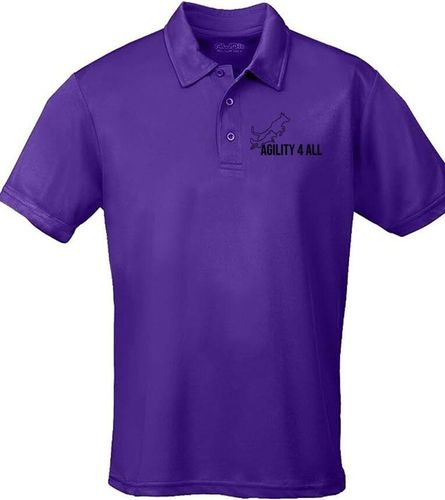 Agility 4 All Official Clothing - Purple Unisex Cool Polo - Black Printed Logo