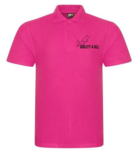 Agility 4 All Official Clothing - Hot Pink Unisex Polo - Black Printed Logo