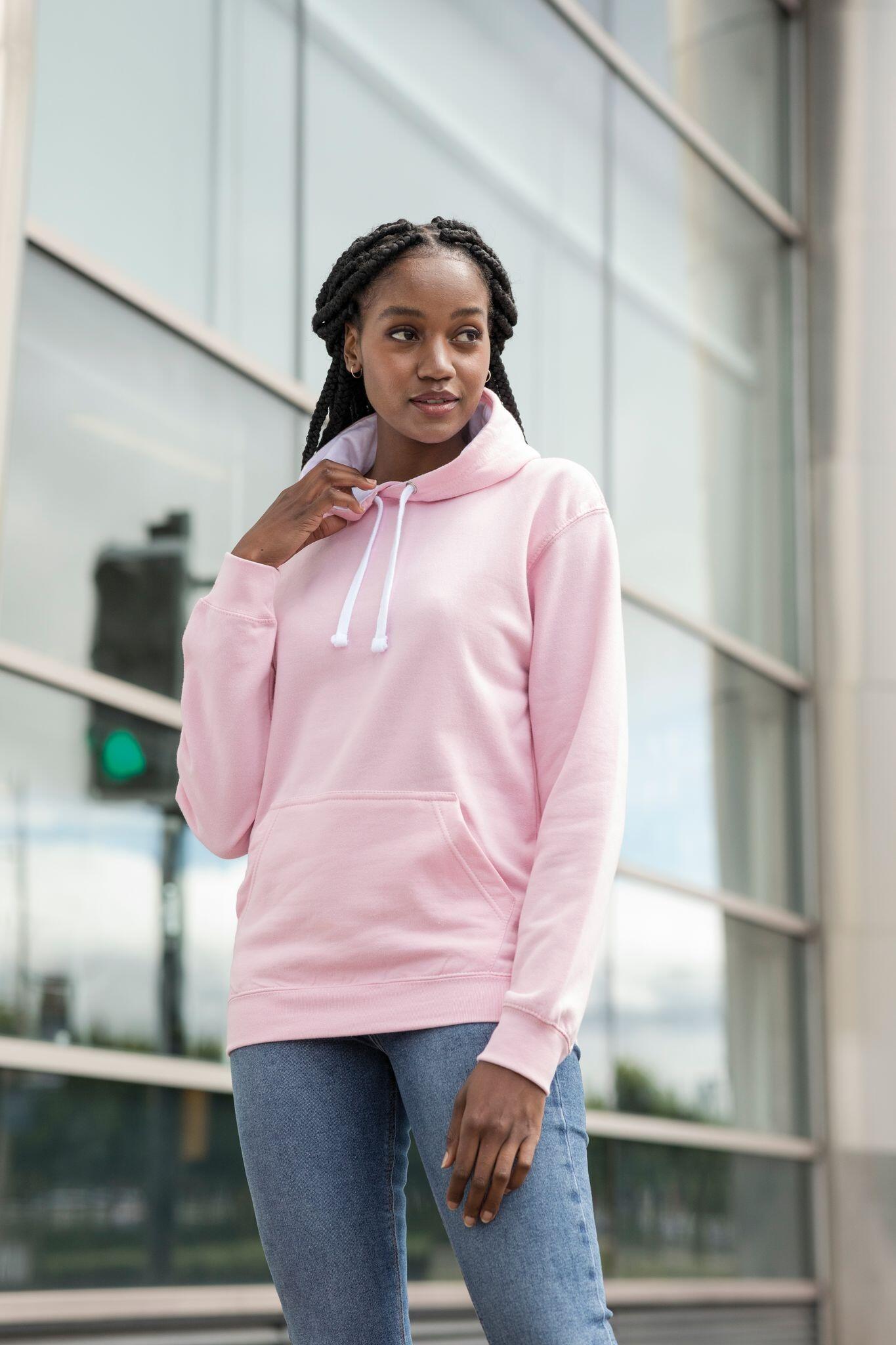 Contrast Plain Pullover Hoodie