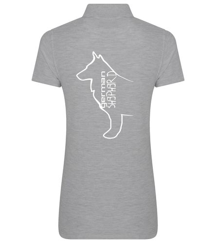 Female German Shepherd Polo Shirt Heather Grey (White)